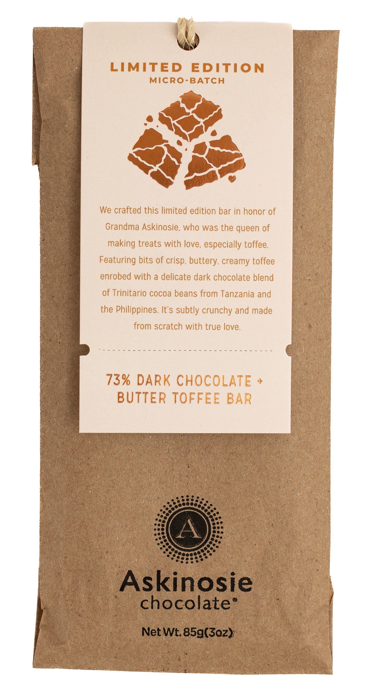 73% Dark Chocolate + Butter Toffee Bar