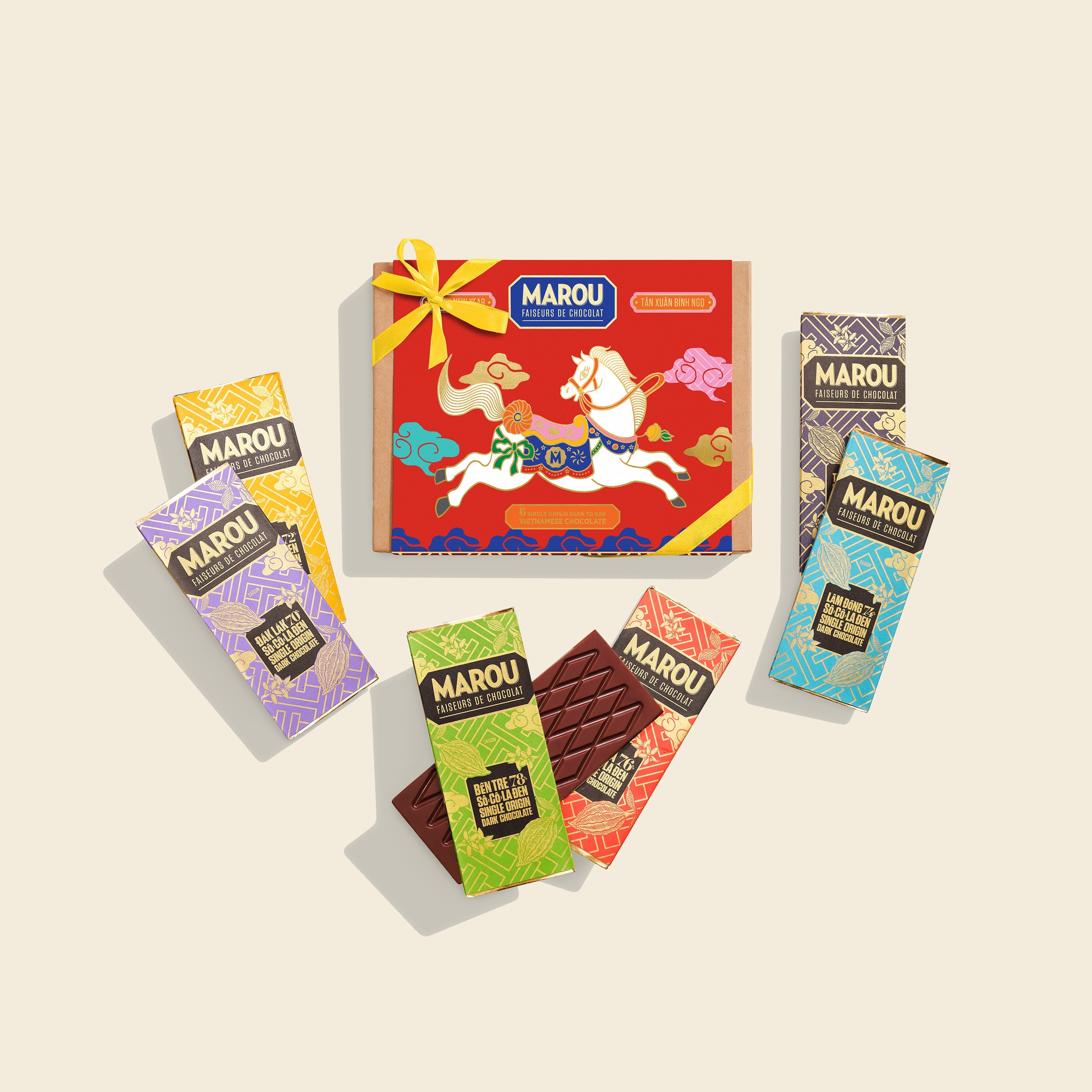 6 Single Origin Chocolate Mini Bars Gift Box – Tết Edition