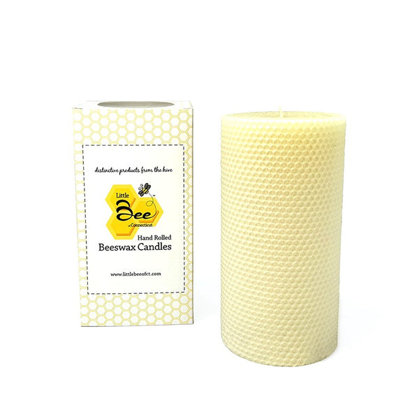4 x 8 Inch Hand Rolled Beeswax Pillar Candle