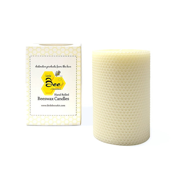 4 x 6 Inch Hand Rolled Beeswax Pillar Candle
