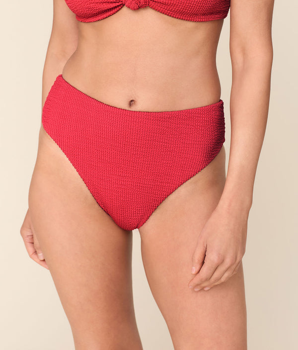 The 90s High Waist Bikini Bottom - Seersucker - Bittersweet