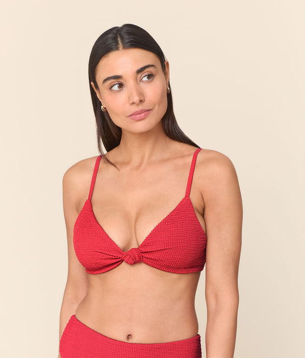 The Santorini Bikini Top - Seersucker - Bittersweet
