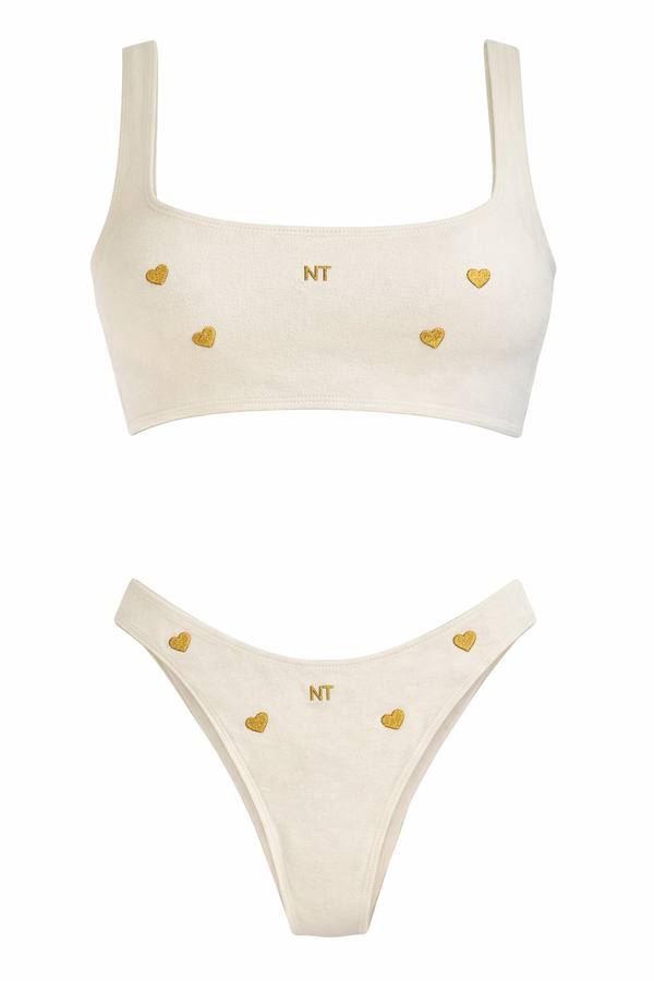 LOVE IS NATURAL, BRA TOP WITH GOLDEN HEARTS