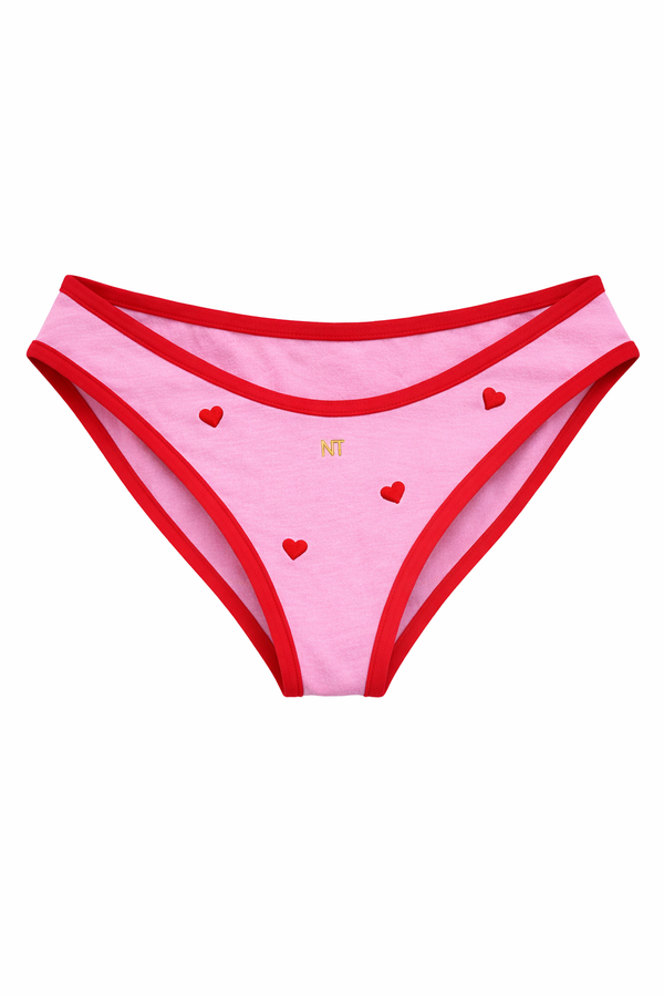 LOVE BIKINI TOP, PINK WITH HEARTS