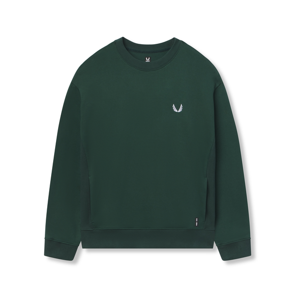 Herringbone Terry Crewneck - Forest Green