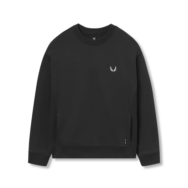 Herringbone Terry Crewneck - Black