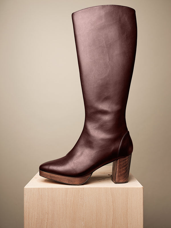 Last Chance! Ziggy Wood Platform Knee High Boot