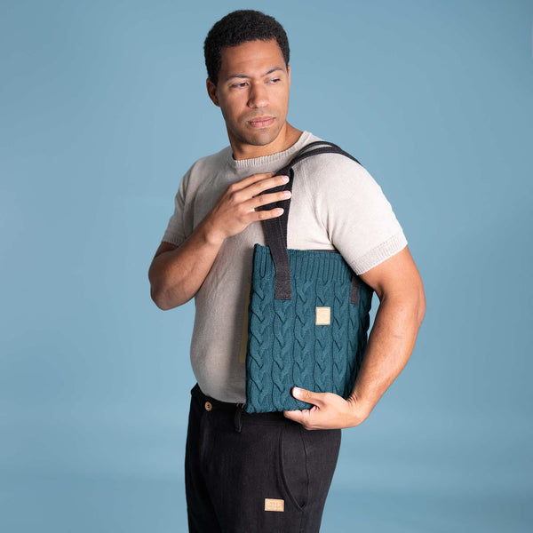 ITALY Organic Merino Wool Satchel Bag (12.4”x12.6”) (YKK Zippers, Hemp Shoulder Strap) (99% Biodegradable)