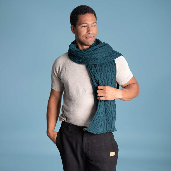 MODA 100% Organic Merino Wool Scarf (12"x64”) (Plastic-free; Certified Organic, Not Superwashed, No Elastic, No Polyester, No polyamide, No Acrylic) (100% Biodegradable)