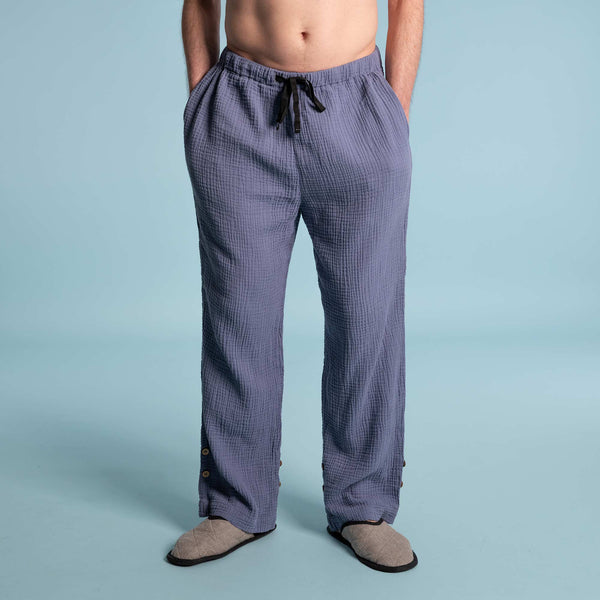 BREEZEVILLE 100% Organic Cotton Double-Gauze Jammy Lounge Pants (OC Thread, Covered Organic Elastic) (100% Biodegradable)