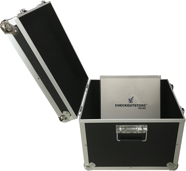 Aluminum 12" LP Vinyl Record Storage Box (Holds 125 Records)