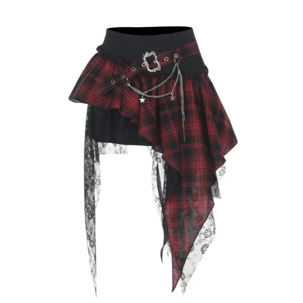 Irregular Edge Red Skirt