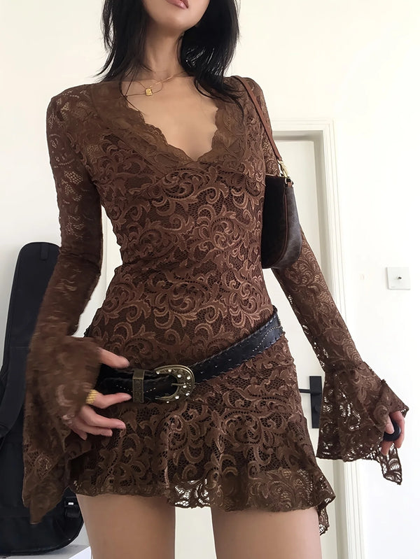Sheer Lace Mini Dress