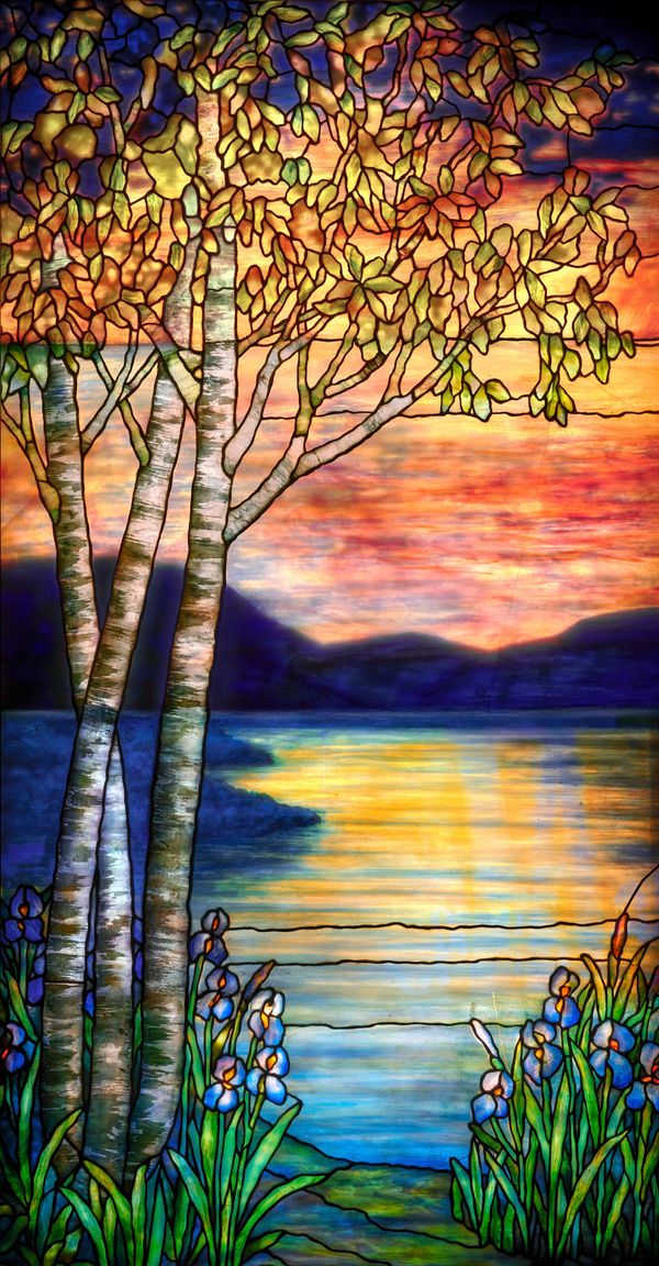 Artifact Puzzles - Tiffany Birches and Irises Wooden Jigsaw Puzzle