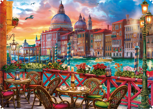 Breakfast on the Canal (503 Piece Wooden Jigsaw Puzzle)