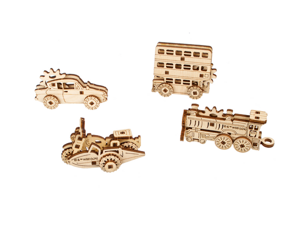 UGears U-Fidgets Magical Vehicles Fidgets (4 pcs) | 3D Wooden Mechanical Puzzles | STEM Building & Engineering Kits | Harry Potter™ Collection