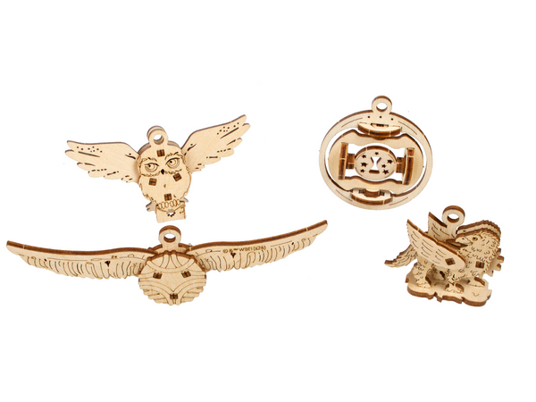 UGears U-Fidgets Magical creatures and items (4 pcs) | 3D Wooden Mechanical Puzzles | STEM Building & Engineering Kits | Harry Potter™ Collection