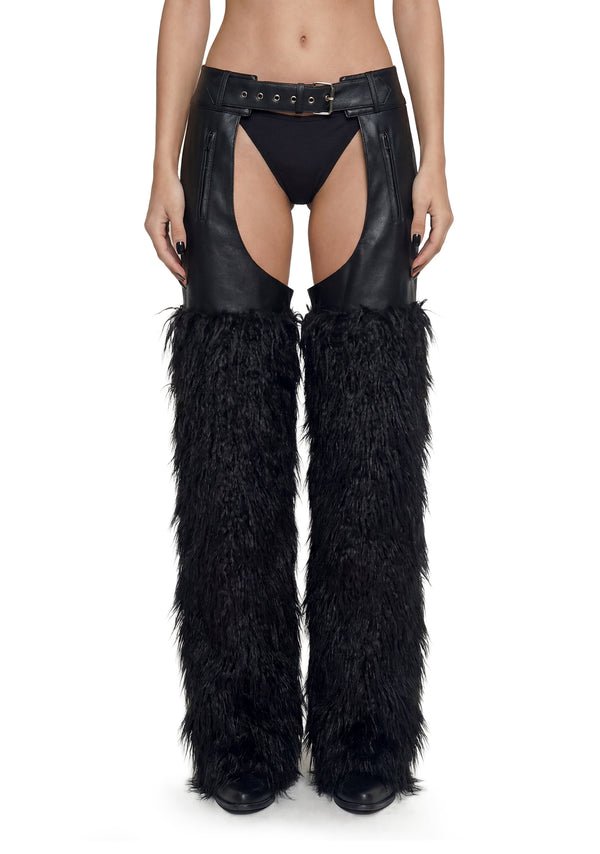 Faux Fur Chaps - Black