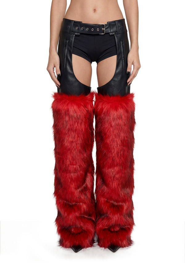 Faux Fur Chaps - Red
