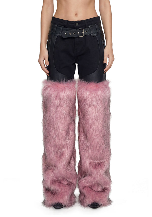 Faux Fur Chaps - Pink