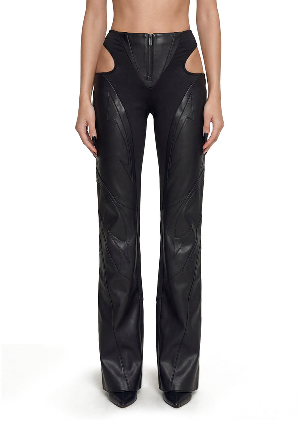 Moto Cut Out Pants - Black