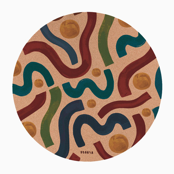 Brush Strokes Round Cork Yoga Mat or Baby Mat | Multi-use | 47" dia